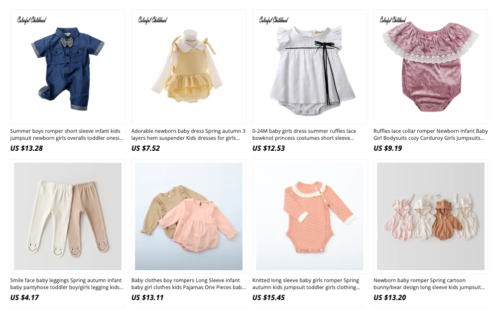 increíble ropa infantil a precios baratos