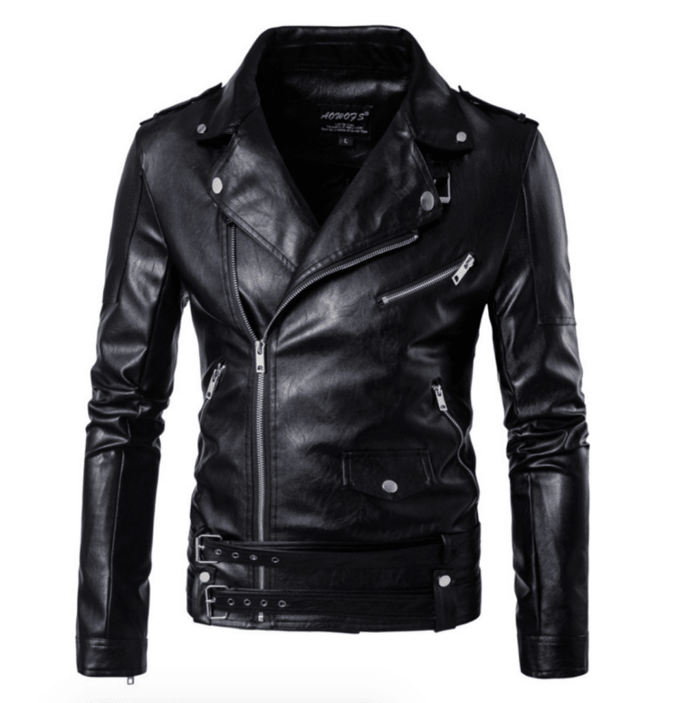mens classic leather motorcycle jacket