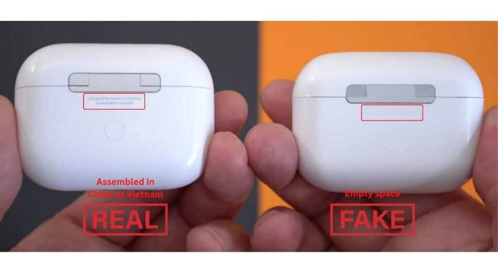 fake airpods vs real made in china