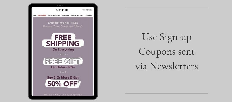 Sign up coupons free shipping shein