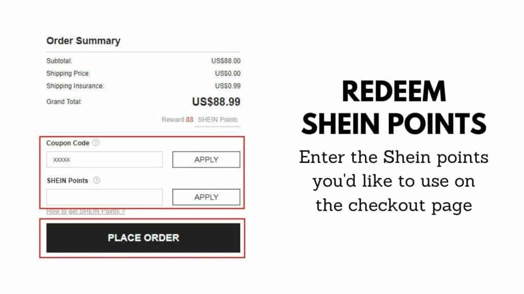 how to redeem shein points
