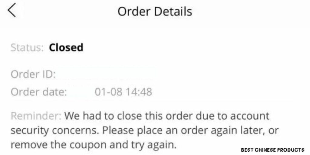What Does 'Order Closed Due to Security Reasons' Mean?