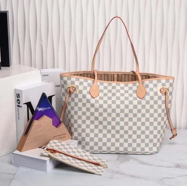 louis vuitton neverfull grey & white dupe
