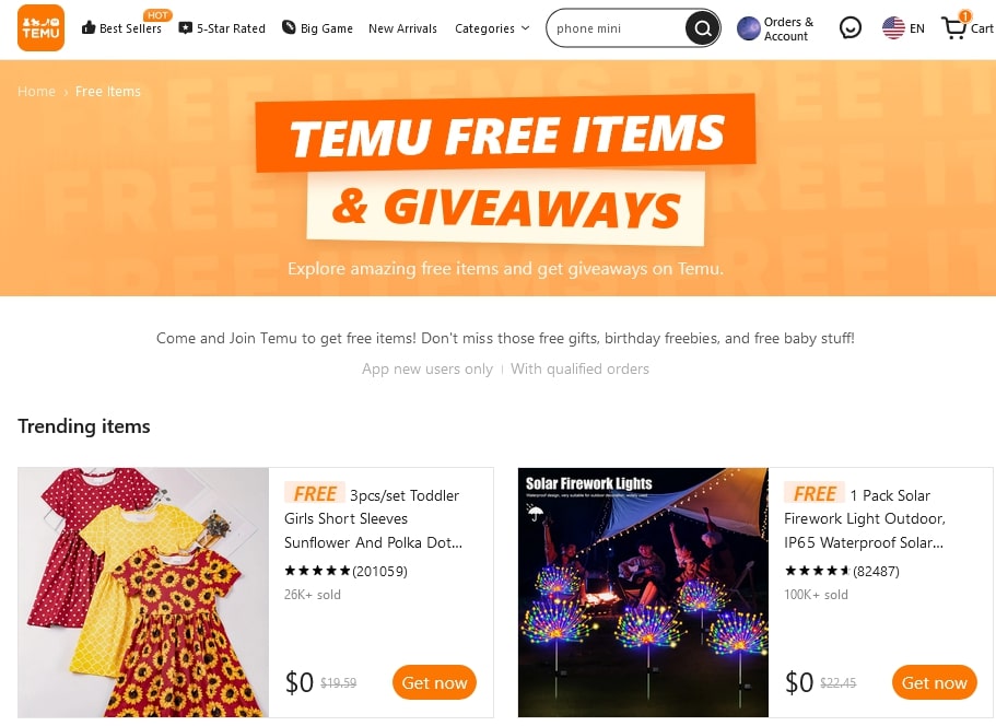 How to Get Temu Free Items & Giveaways